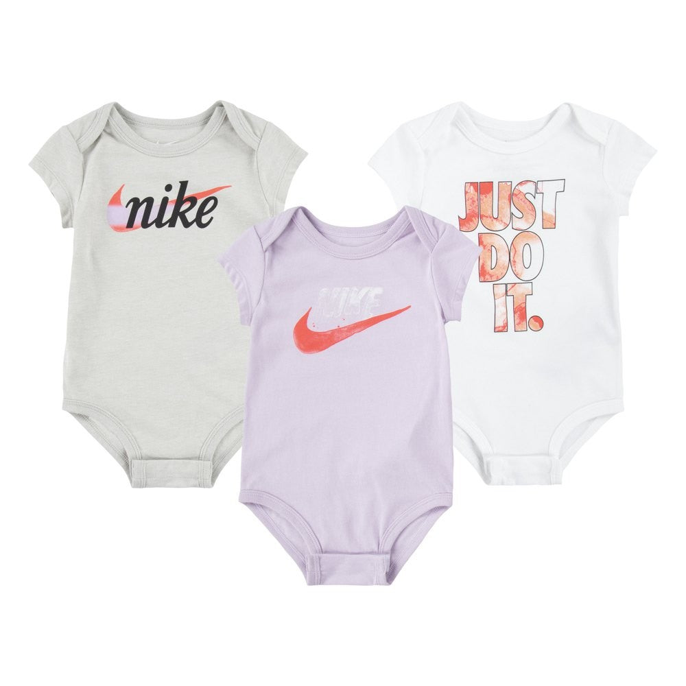 BODY BAMBINA NIKE SUMMER DAZE 3 PEZZI BODYSUIT-LILLA/GRIGIO/BIANCO-16J550-P6I