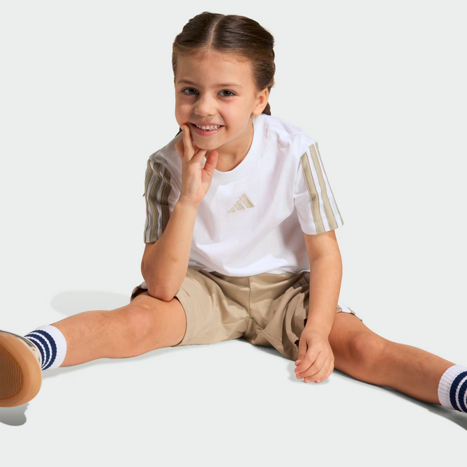 completo Bambina Adidas ESSENTIALS 3 STRIPES - BIANCO\BEIGE