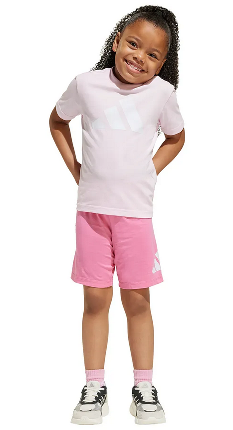 Completo Bambina Adidas Essentials Tee - Rosa/Fucsia