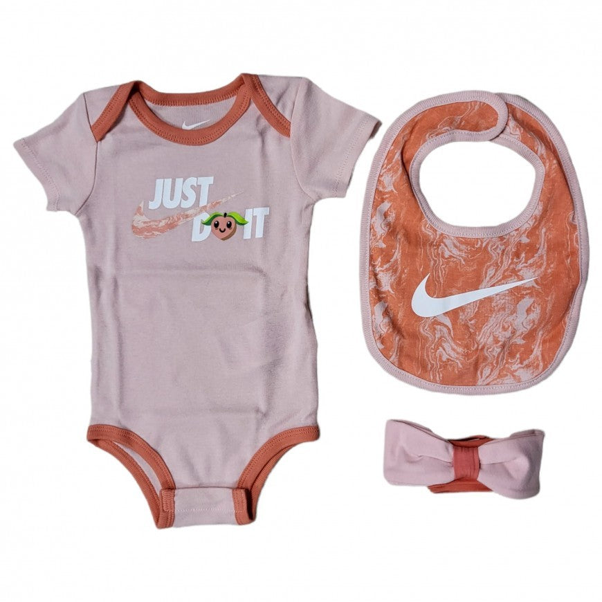BODY BAMBINA NIKE LIL FRUITS 3 PEZZI 100% COTONE-ROSA-NN0806-X24