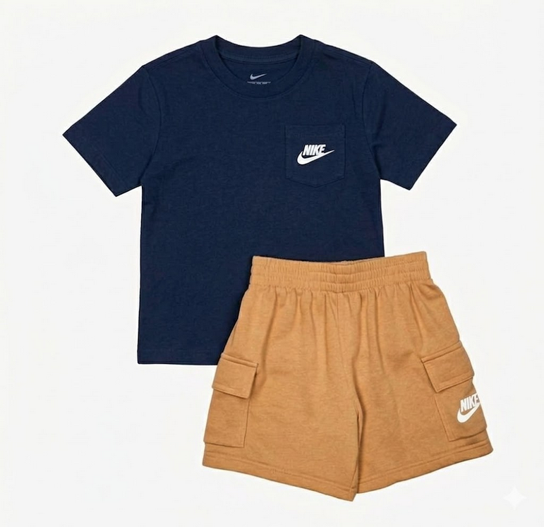Completo Bambino Nike Pocket Tee set - Blu/Beige