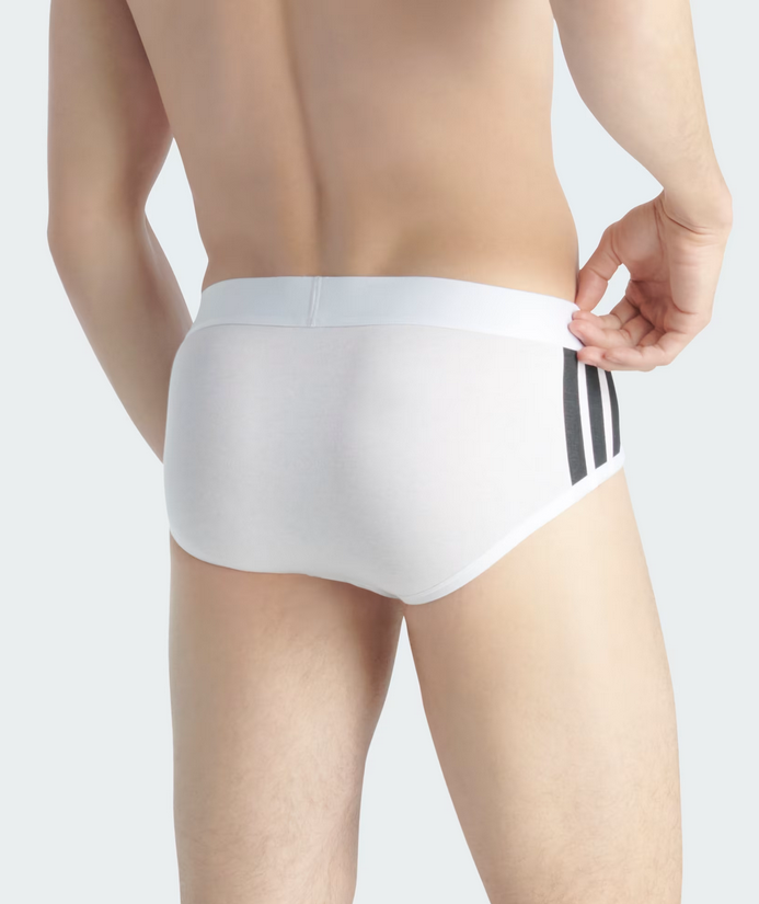 Due Slip Uomo Adidas Active Flex Cotton 3-Stripes - Bianco