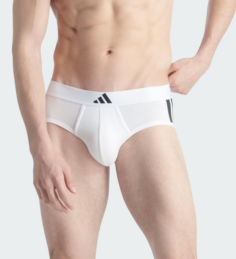 Due Slip Uomo Adidas Active Flex Cotton 3-Stripes - Bianco