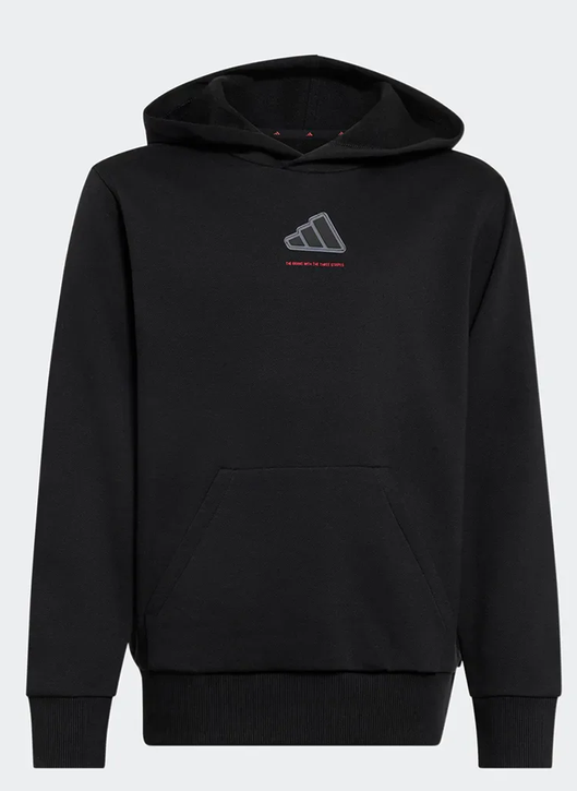 Felpa Ragazzo Adidas Hoodie Slogan Fleece - Nero