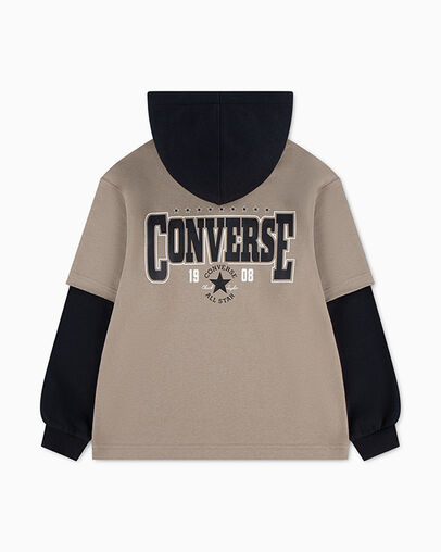 Felpa Ragazzo CONVERSE Colorblock Patch Hoodie - BEIGE