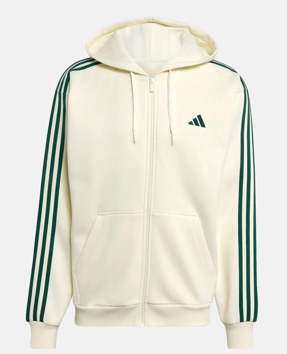 Felpa Uomo Adidas Essentials 3-Stripes  - Bianco/Verde