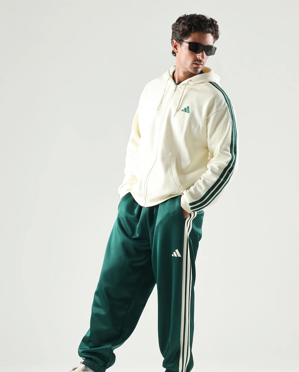 Felpa Uomo Adidas Essentials 3-Stripes  - Bianco/Verde