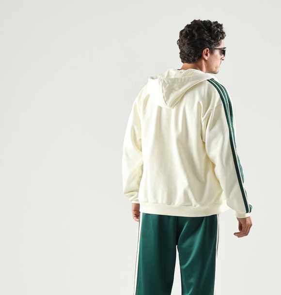 Felpa Uomo Adidas Essentials 3-Stripes  - Bianco/Verde
