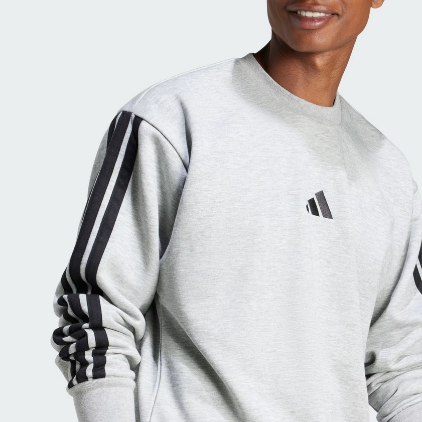 Felpa Uomo Adidas Essentials 3-Stripes  - Grigio/Nero