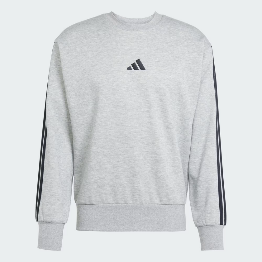 Felpa Uomo Adidas Essentials 3-Stripes  - Grigio/Nero
