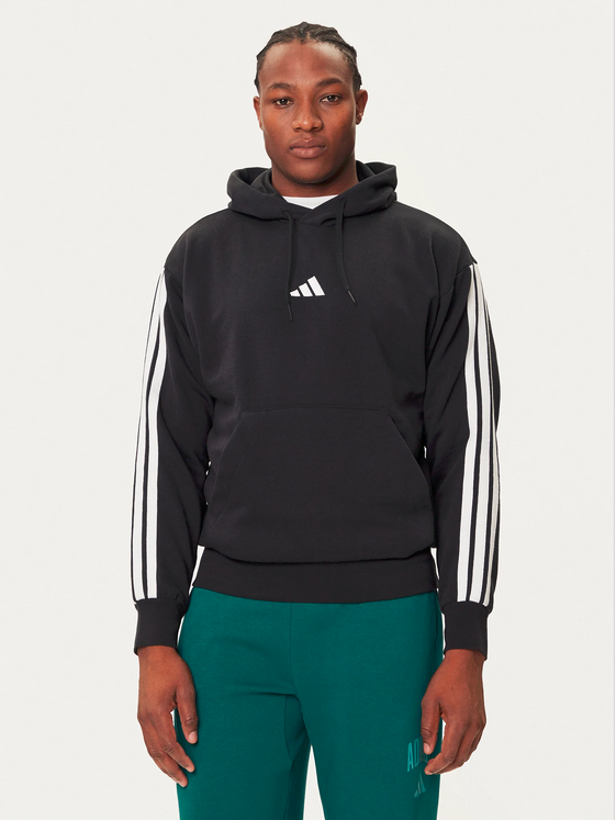 Felpa Uomo Adidas Essentials 3-Stripes  - Nero