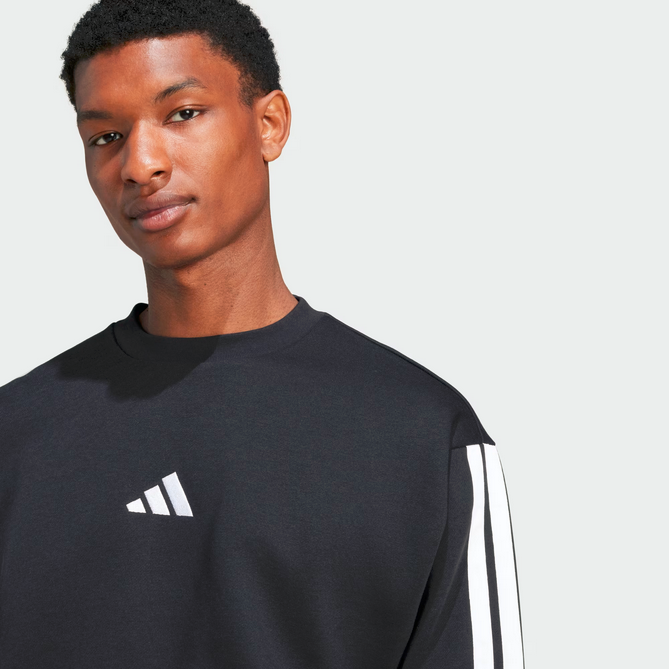 Felpa Uomo Adidas Essentials 3-Stripes  - Nero