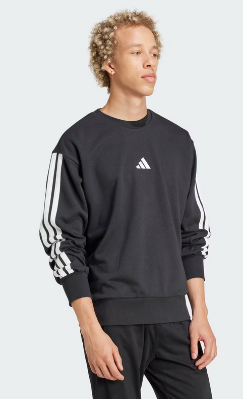 Felpa Uomo Adidas Essentials 3-Stripes  - Nero