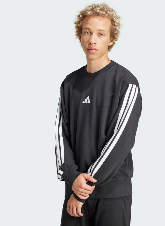 Felpa Uomo Adidas Essentials 3-Stripes  - Nero