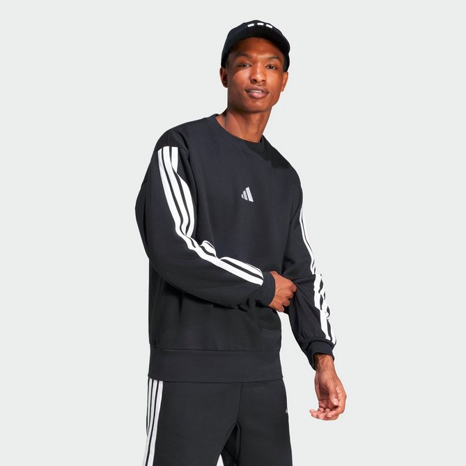 Felpa Uomo Adidas Essentials 3-Stripes  - Nero