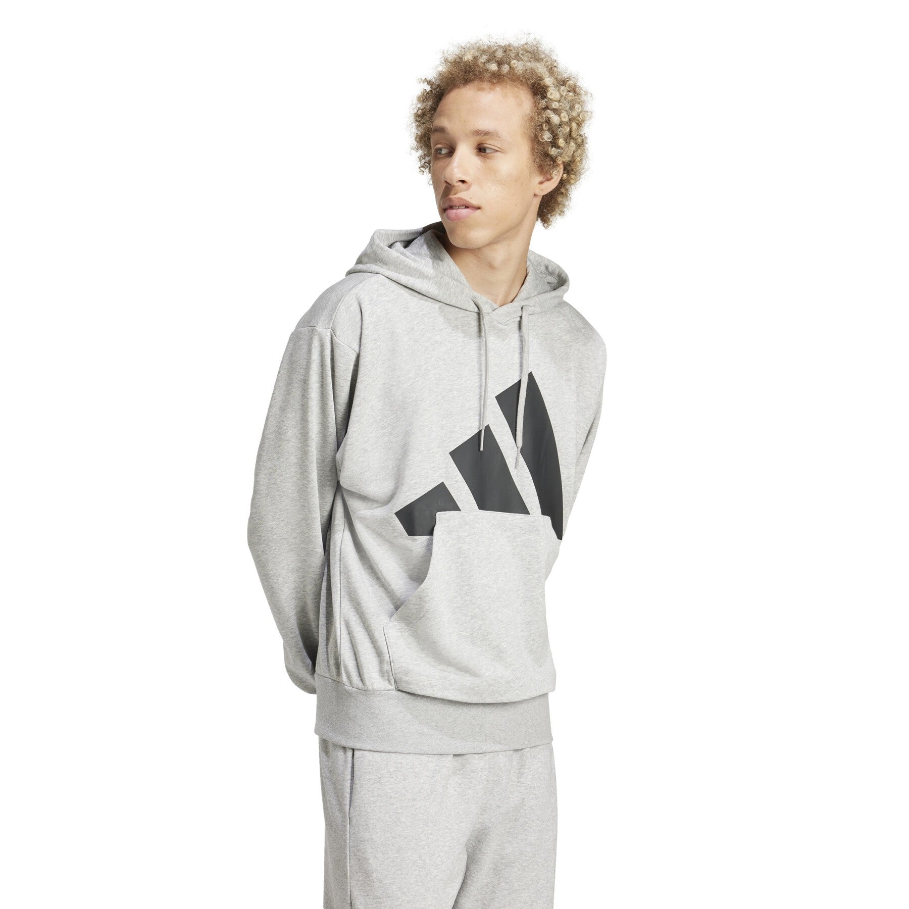 Felpa Uomo Adidas Essentials Big Logo French Terry - Grigio