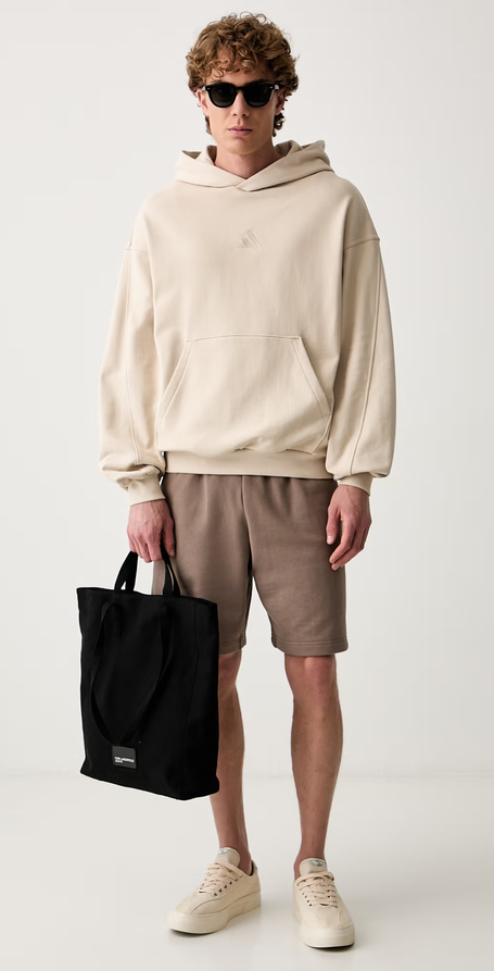 Felpa Uomo Adidas Kit Small Logo - Beige
