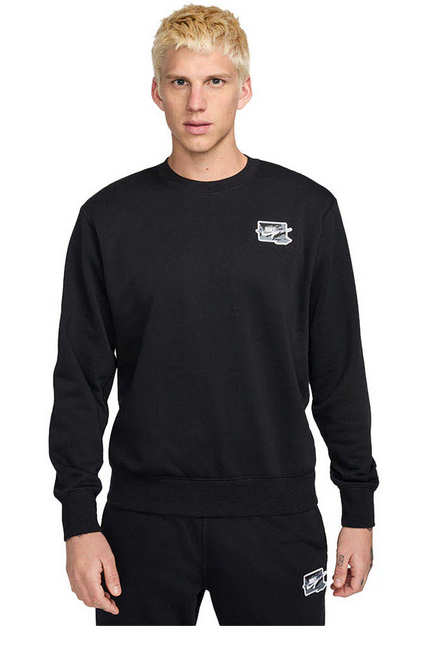 Felpa Uomo Nike Club FT Crew Bolt - Nero