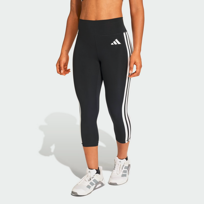 Leggings donna Optime Essentials 3 strisce 3/4 - Nero