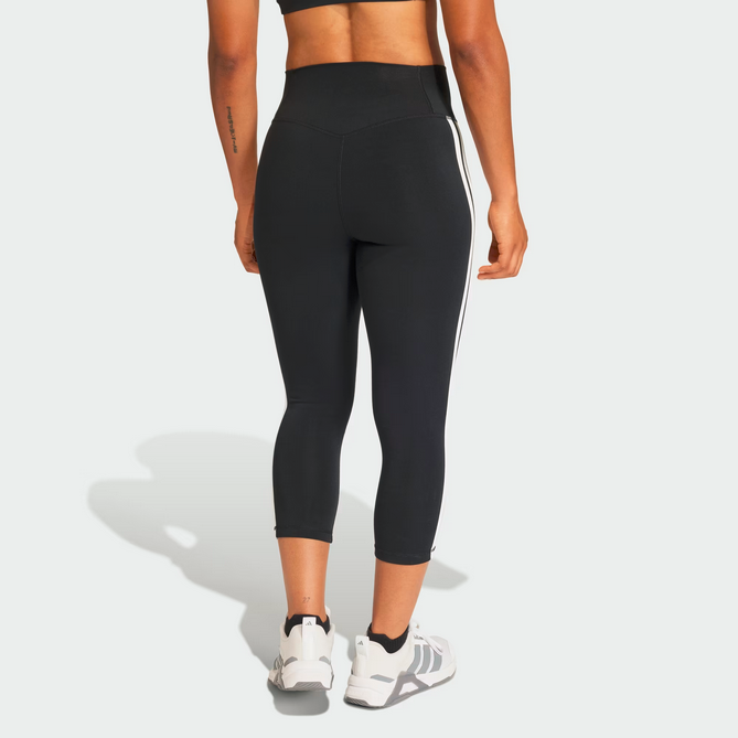 Leggings donna Optime Essentials 3 strisce 3/4 - Nero
