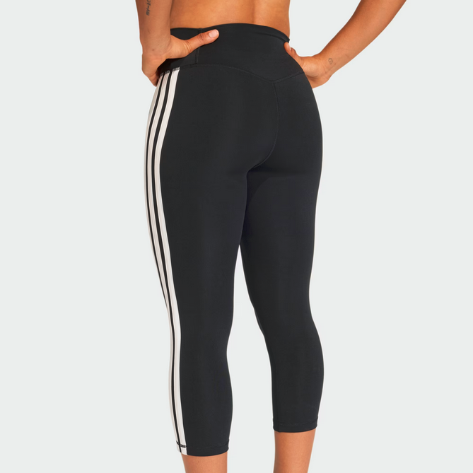 Leggings donna Optime Essentials 3 strisce 3/4 - Nero