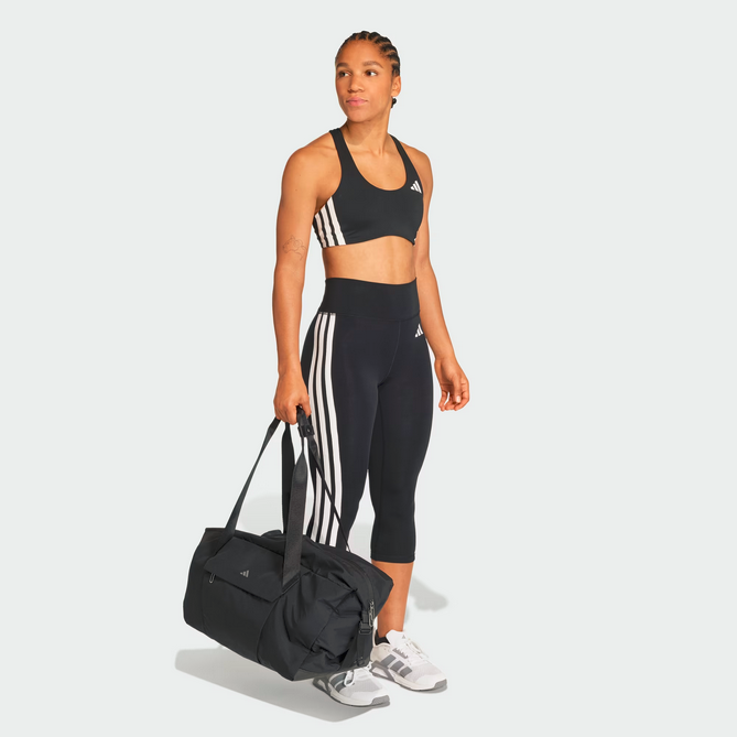 Leggings donna Optime Essentials 3 strisce 3/4 - Nero