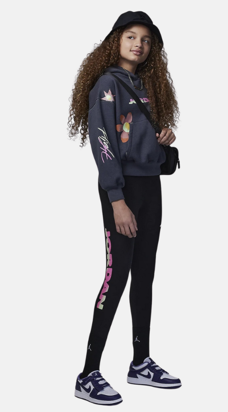 Leggings Ragazza Jordan Flower - Nero