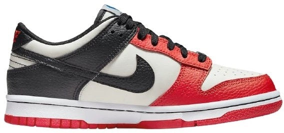 SCARPE DONNA NIKE DUNK LOW- BIANCO/NERO/ROSSO IN PELLE