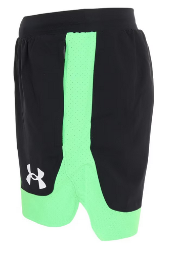 PANTALONCINO UOMO UNDER ARMOUR BASELINE NERO/VERDE IN POLIESTERE