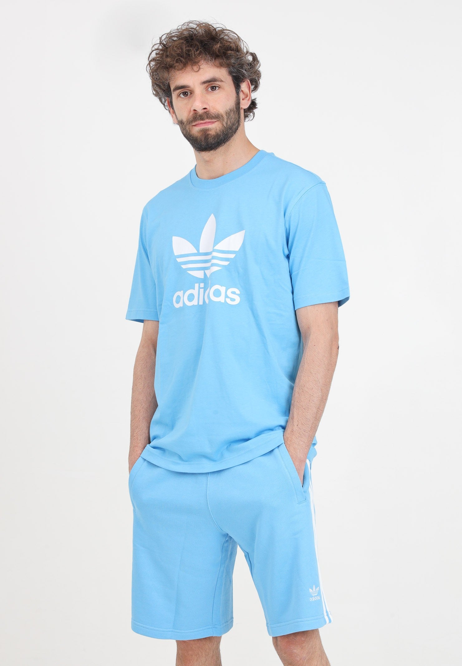 Pantaloncino Uomo Adidas Adicolor 3-Stripes - Azzurro