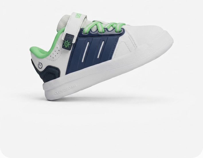 Scarpe Bambino Adidas LIGHTORAMA COURT EL I - BIANCO/VERDE/BLU