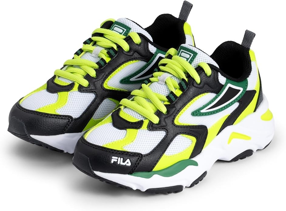 Scarpe Bambino Fila Ray Tracer - Bianco/Nero/Giallo Fluo