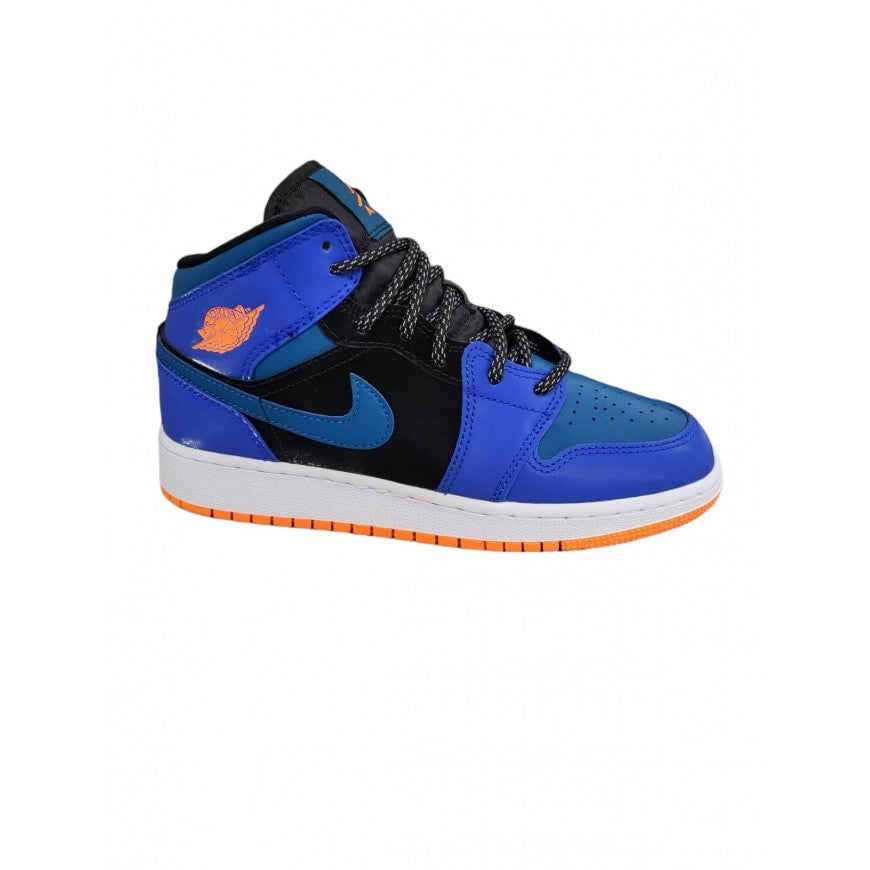 SNEAKERS NIKE AIR JORDAN 1 MID RACER-PELLE- BLU/AZZURRO/NERO-554725-440
