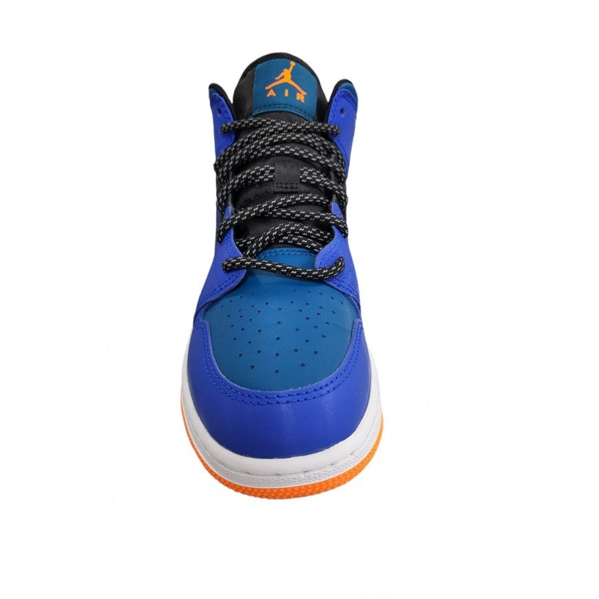 SNEAKERS NIKE AIR JORDAN 1 MID RACER-PELLE- BLU/AZZURRO/NERO-554725-440