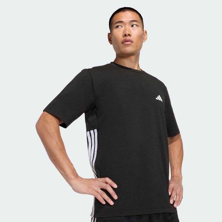 T-shirt da uomo Adidas ESSENTIALS FEELREADY 3 STRIPES - NERO