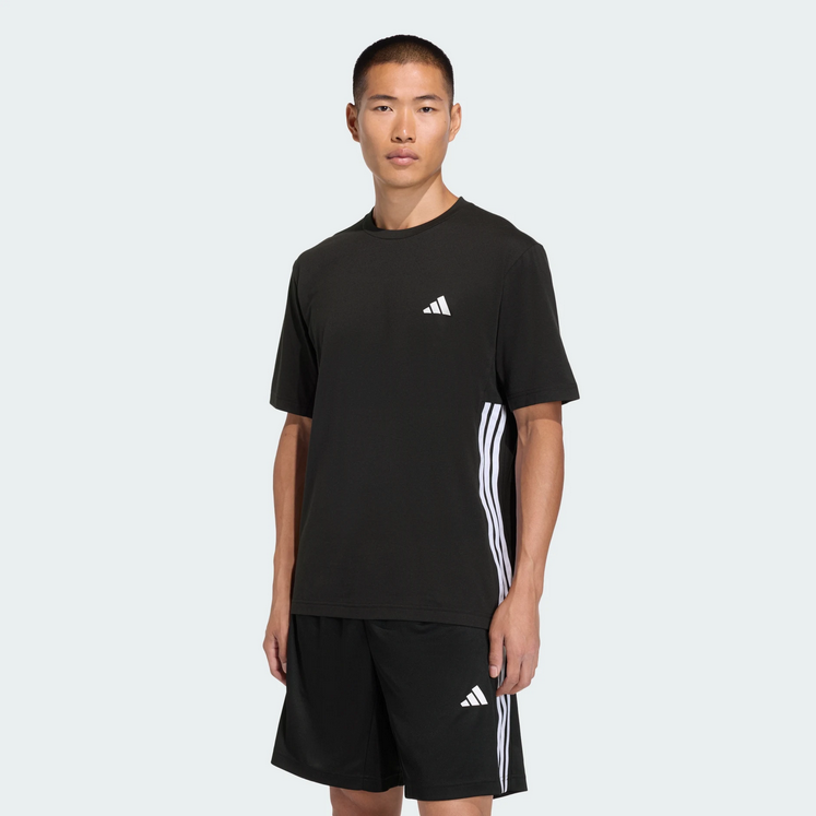 T-shirt da uomo Adidas ESSENTIALS FEELREADY 3 STRIPES - NERO