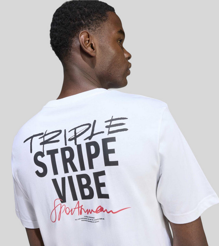 T-shirt da uomo Adidas Triple Stripe Vibe - BIANCA