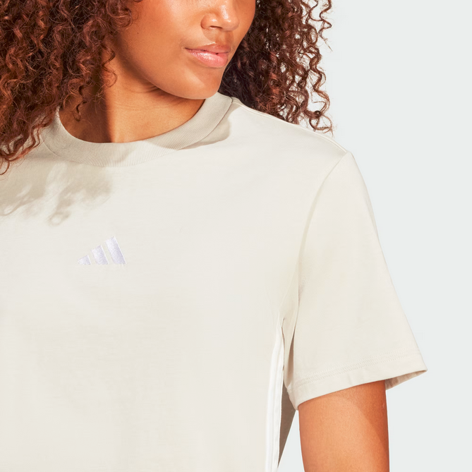 T-SHIRT DONNA Adidas Essentials 3 stripes - BEIGE