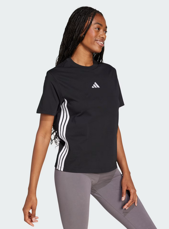 T-shirt Donna Adidas Essentials 3 Stripes - Nero