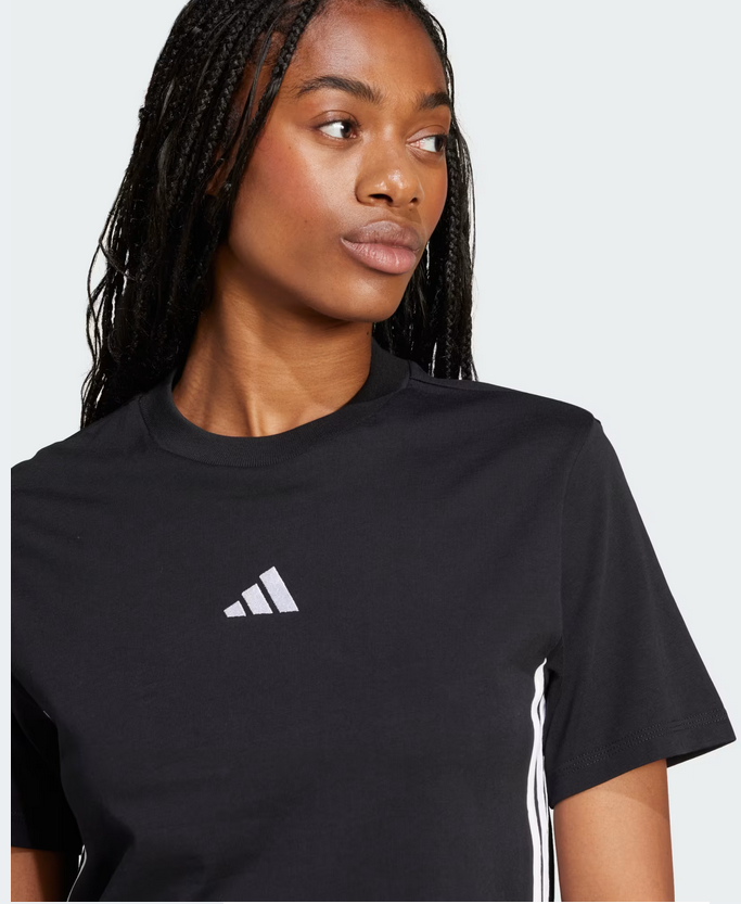 T-shirt Donna Adidas Essentials 3 Stripes - Nero