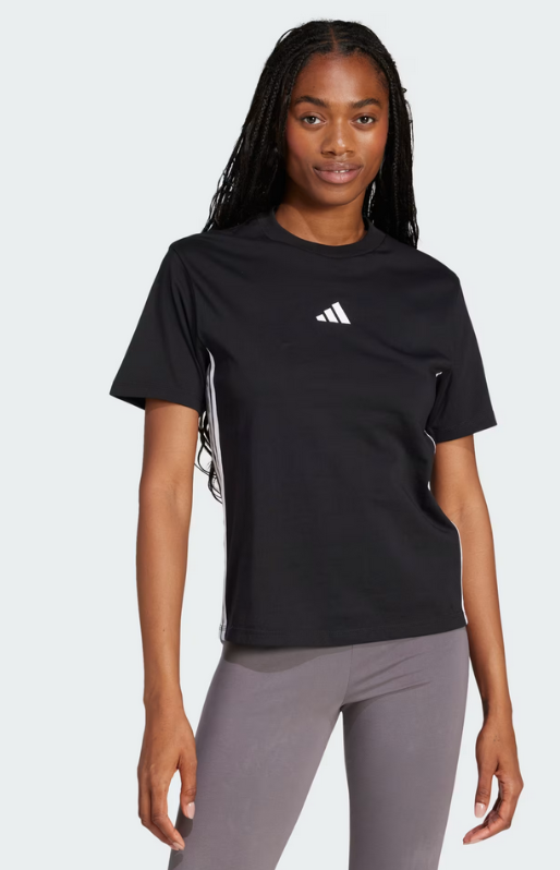 T-shirt Donna Adidas Essentials 3 Stripes - Nero