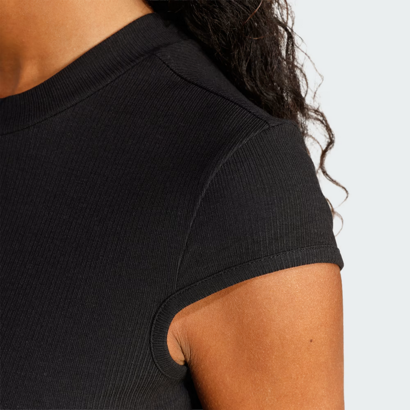 T-Shirt Donna Adidas Essentials Rib Cap-Sleeve Tee - Nero