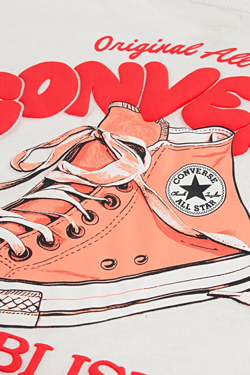 T-shirt ragazza Converse BUBBLE SNEAKER  - BIANCO