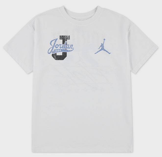 T-shirt Ragazza Jordan Distressed Colligiate - Bianco