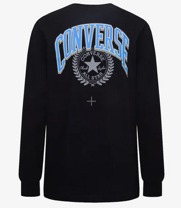 T-shirt Ragazzo Maniche Lunghe Converse Collegiate Sport - Nero