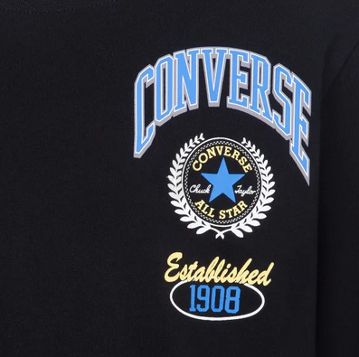 T-shirt Ragazzo Maniche Lunghe Converse Collegiate Sport - Nero