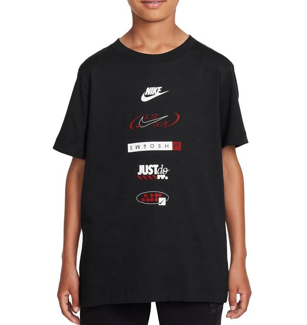 T-shirt Ragazzo Nike Multi Logo - Nero
