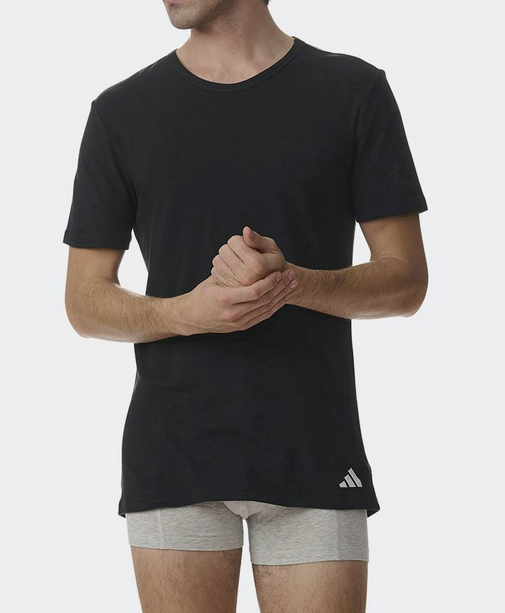T-shirt uomo Adidas Active Flex Cotton Crew Neck 2pk - Nero