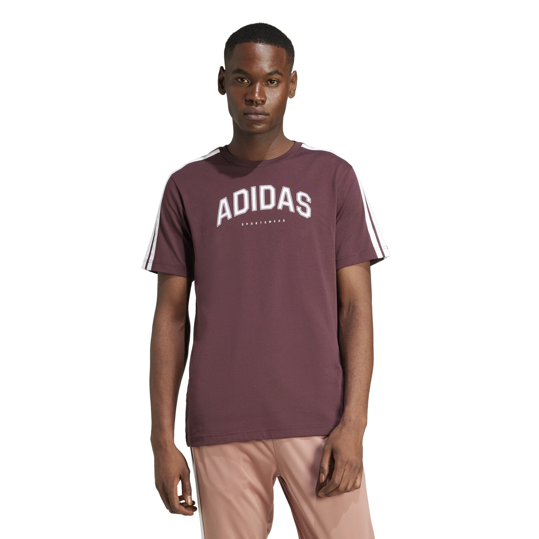 T-shirt Uomo Adidas Codes Collegiate Linear Graphic- Bordeaux