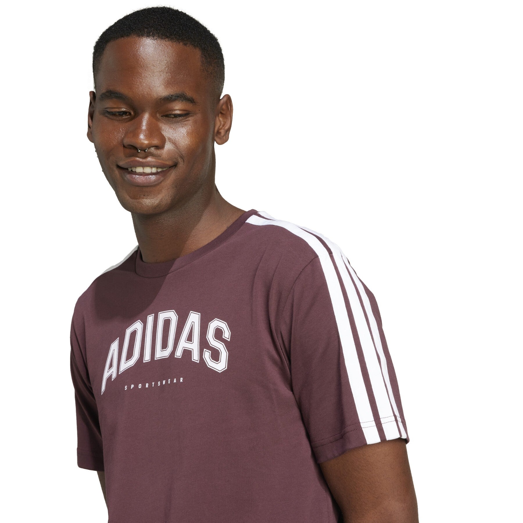 T-shirt Uomo Adidas Codes Collegiate Linear Graphic- Bordeaux